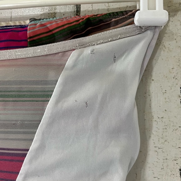 Victoria Secret One Piece Strapless Belted Swim Suit Striped Sheer panels Small - Picture 14 of 14